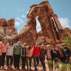 Women hiking at Druid Arch in the Needles District of Canyonlands National Park