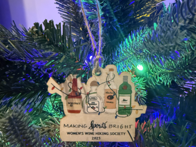 Making Spirits Bright Wine Hiking Society Christmas Ornament
