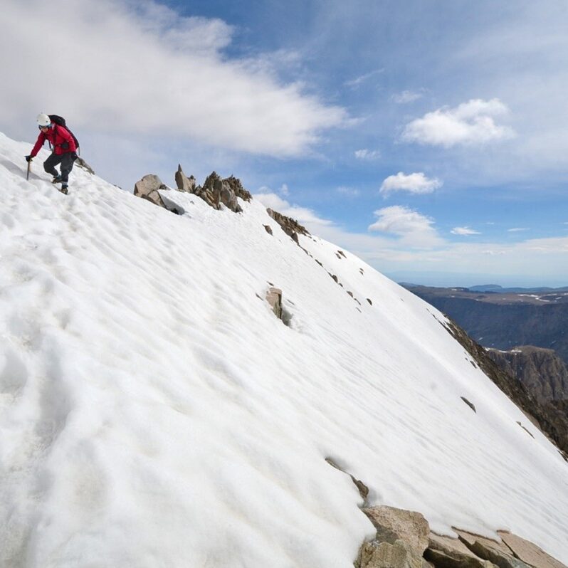 Coming down from the summit of Gannett Peak, WY at 13,804 ft - probably the second hardest State Highpoint due to the 50-mile roundtrip approach