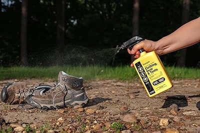Spray permethrin on clothes and shoes to keep mosquitoes and ticks away