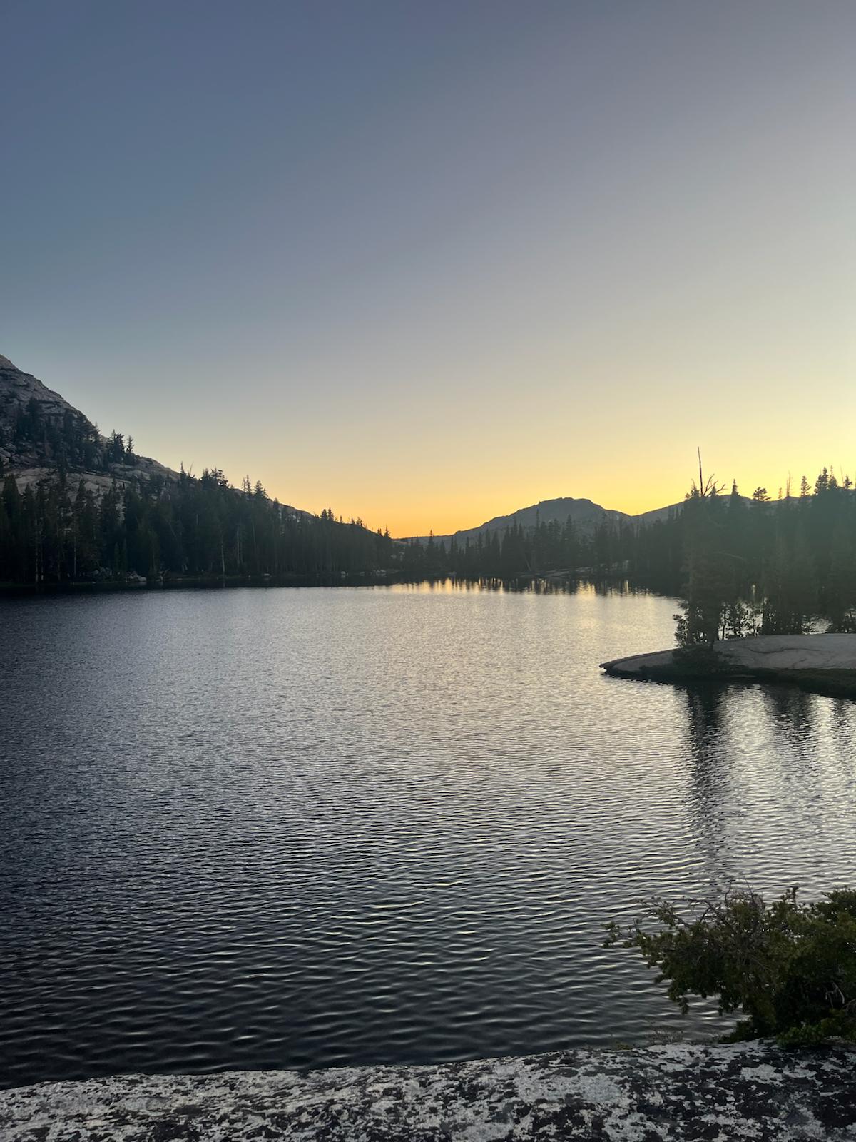 Backpacking to Sunrise Lake at Yosemite National Park in California Backpacking to Sunrise Lake at Yosemite National Park in California