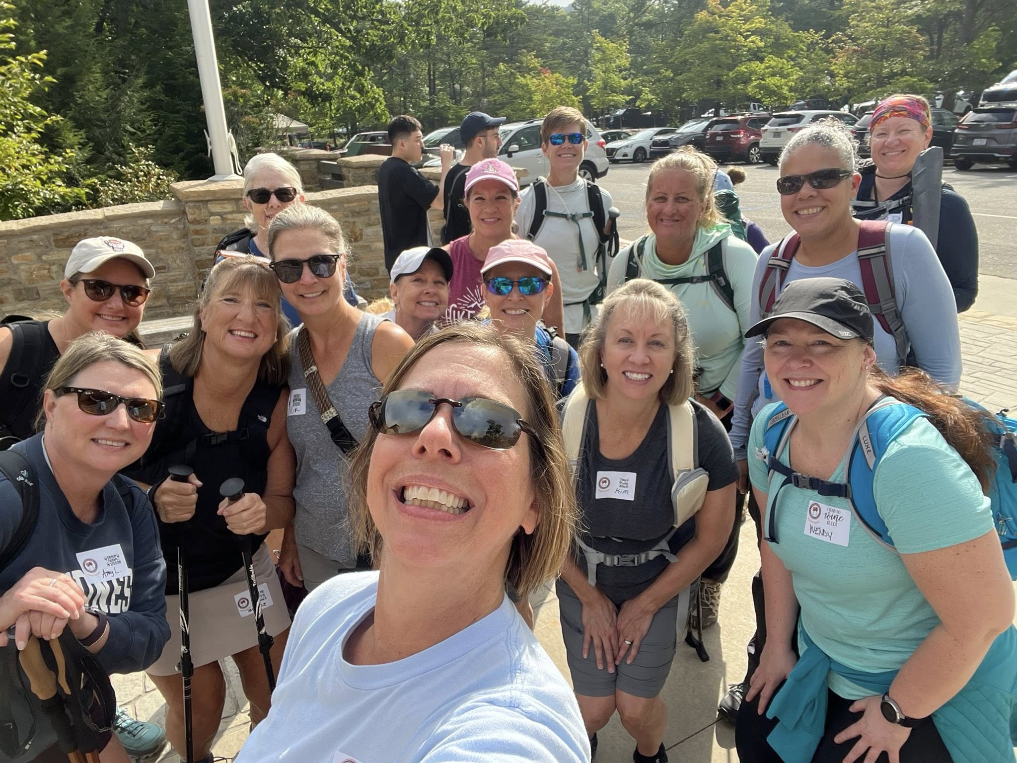 Women having fun on a hike in North Carolina