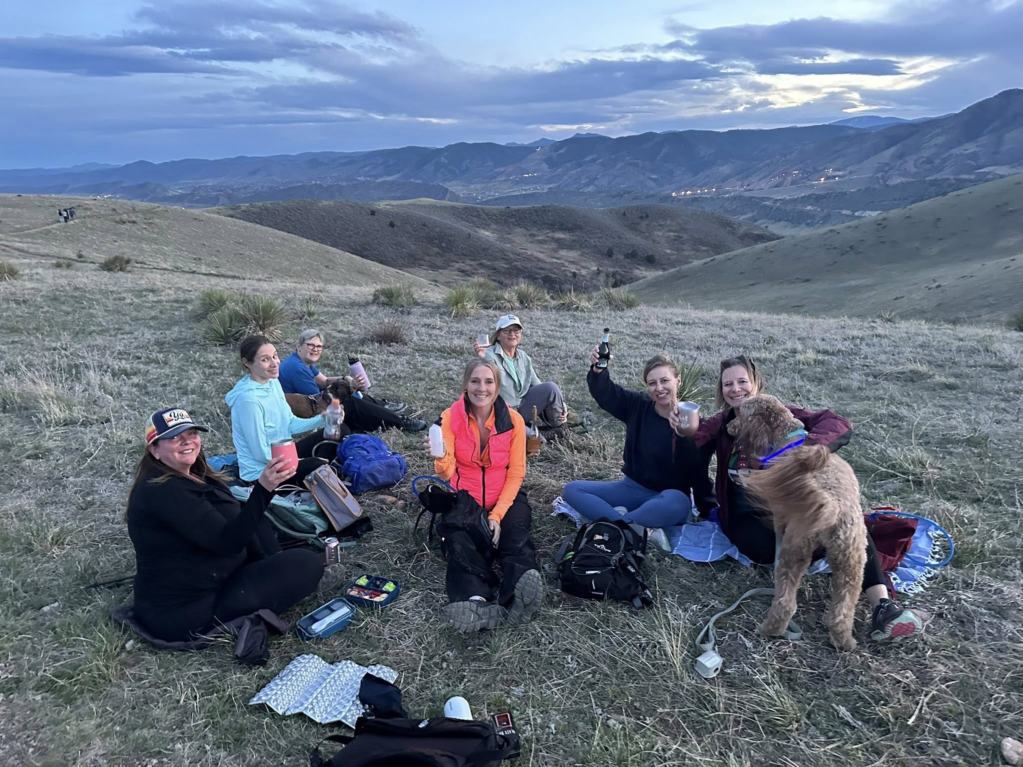 Nicole's Pink Moon Hike, hitting happy hour on the trail