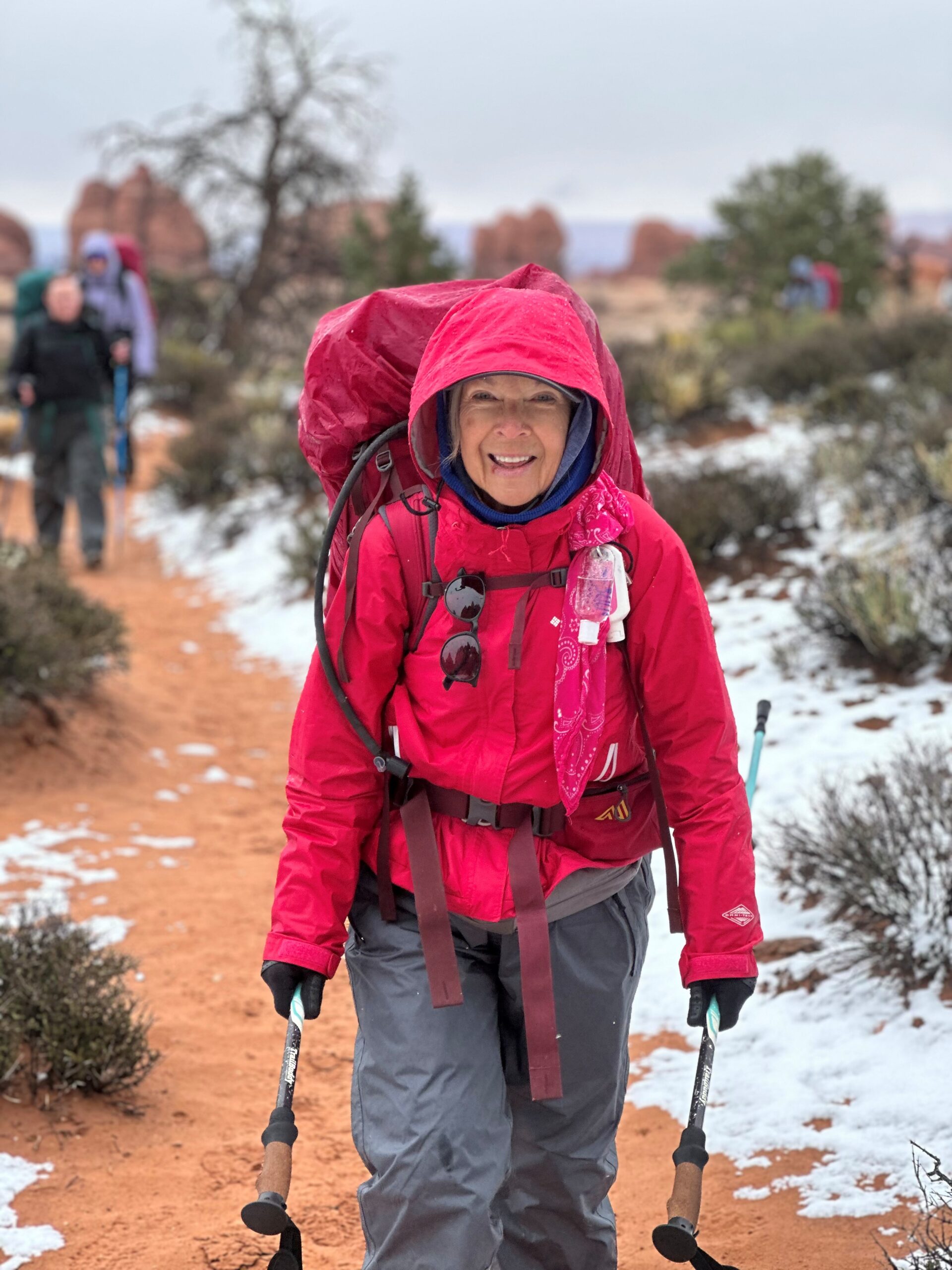 Mildred backpacking through Canyonlands National Park