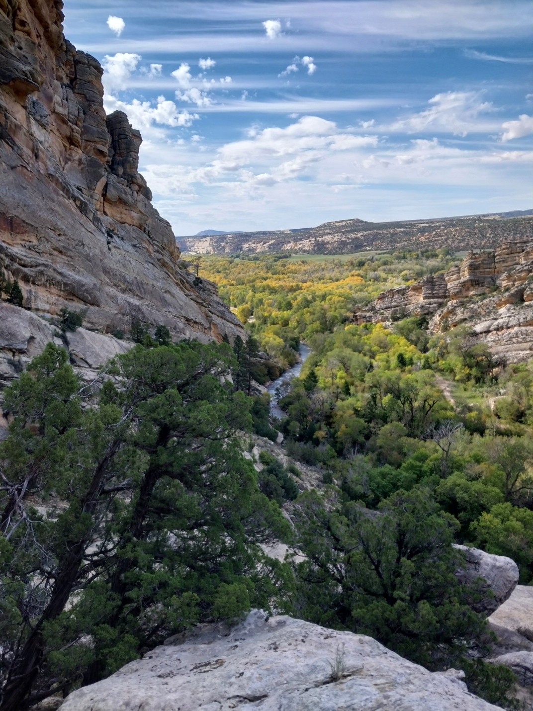 View From the start of the Ashley Gorge via ferrata course back towards the parking lot